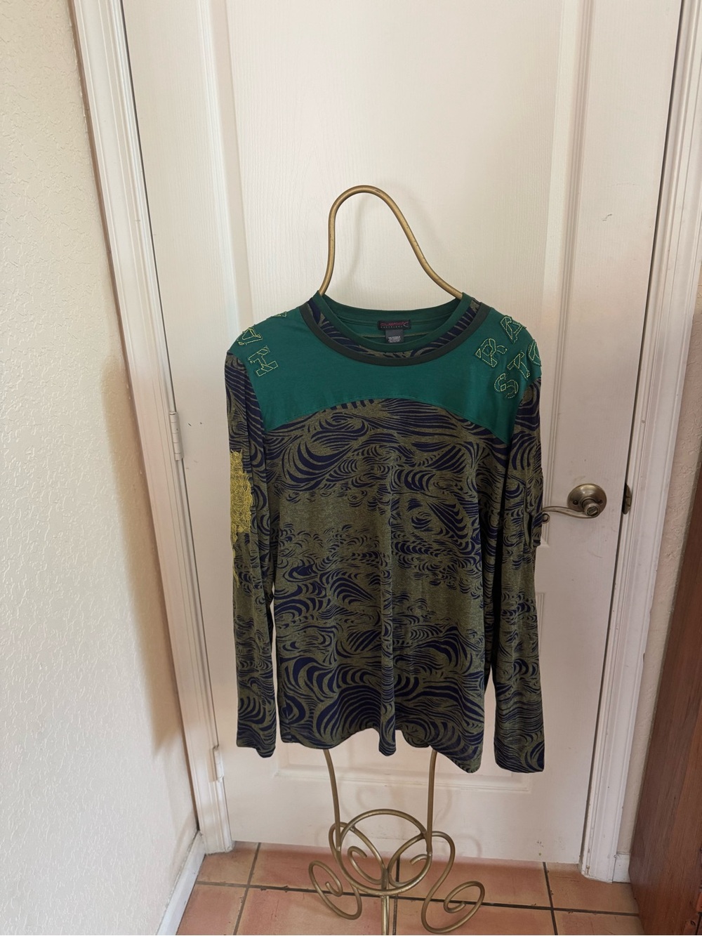 Custo Barcelona Y2K Vintage Embroidered Mixed Media Top